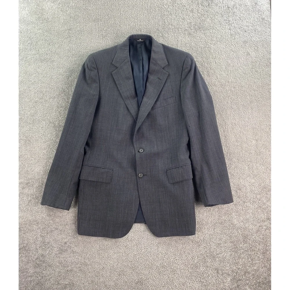 Polo University Club Suit Jacket 42 R Gray Wool Windowpane Ralph Lauren 90s USA